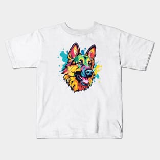 Rainbow Shepherd: A Colorful and Playful German Shepherd Design Kids T-Shirt